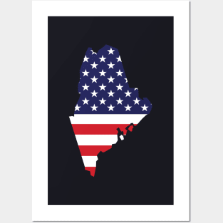 Maine State Shape Flag Background Posters and Art